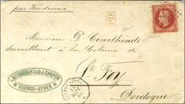 Ancre / N° 32 Càd Octo BUENOS AYRES / * 14 SEPT. 68 Sur Lettre De Buenos Ayres Pour Ste Foy Adressée En Malle Supplément - 1863-1870 Napoléon III Con Laureles