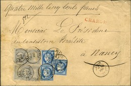 Càd T 18 ETAIN / MEUSE / N° 33 (paire, 1 Ex. Infime Froissure) + N° 60 (3) Sur Lettre Chargée Pour Nancy, Au Verso Descr - 1863-1870 Napoleon III Gelauwerd