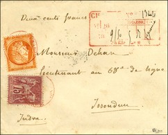 Càd Rouge PARIS (60) / N° 38 + 71 Sur Enveloppe Chargée Pour Issoudun, Descriptif Rouge Au Recto. 1878. - TB. - R. - 1870 Belagerung Von Paris