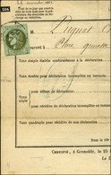 Càd GRENOBLE / N° 39 Sur Avertissement. 1871. - TB. - R. - 1870 Ausgabe Bordeaux
