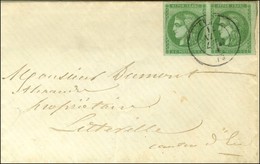 Càd EU (74) / N° 42 Paire, Belles Marges Sur Enveloppe Carte De Visite Pour Litteville. 1871. - TB / SUP. - R. - 1870 Ausgabe Bordeaux
