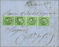GC 3667 / N° 42 Bande De 4 (1 Ex. Filet Effleuré) Càd T 17 St JEAN D'ANGELY (16) Sur Lettre Pour Surgères. 1871. - TB. - - 1870 Bordeaux Printing
