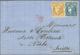 GC 532 / N° 43 + 45 Càd BORDEAUX / LES SALINIERES Sur Lettre Pour Bâle. 1871. - TB / SUP. - 1870 Emission De Bordeaux