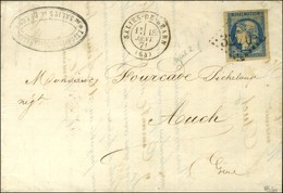 GC 3270 / N° 44 Bleu Foncé Report II, Exceptionnelles Marges Càd T 17 SALIES-DE-BEARN (64) Sur Lettre Pour Auch. 1871. - - 1870 Ausgabe Bordeaux