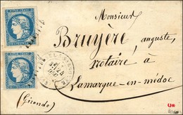 GC 4052 / N° 44 (2) Nuance Bleu Roi (superbes Marges Sur Les 2 Ex) Càd T 17 USSEL-S-SARSONNE (18) Sur Lettre. 1870. - SU - 1870 Uitgave Van Bordeaux