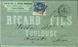 GC 3982 / N° 45 Bdf Càd T 17 TOULOUSE (30) Sur Enveloppe Publicitaire Ricard Fils. 1870. - TB / SUP. - R. - 1870 Bordeaux Printing