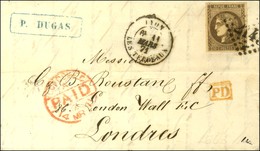 GC 2145a / N° 47 Càd LYON / LES TERREAUX Sur Lettre Pour Londres. 1871. - TB / SUP. - 1870 Emisión De Bordeaux