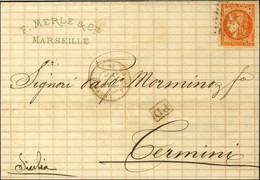 Ancre / N° 48 Càd LIGNE U / PAQ.FR. N° 5 Sur Lettre De Marseille Pour La Sicile, Au Verso Càd D'arrivée. 1872. - TB. - R - 1870 Emisión De Bordeaux