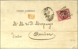 GC 2145a / N° 49 Càd LYON / LES TERREAUX Sur Lettre 2 Ports Pour L'Italie. 1871. - TB. - R. - 1870 Emission De Bordeaux