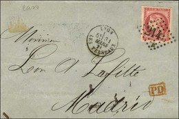 GC 2145a / N° 49 Càd T 16 LYON / LES TERREAUX Sur Lettre Pour Madrid. 1871. - TB. - R. - 1870 Uitgave Van Bordeaux