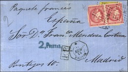 Ancre / N° 49 Paire, 1 Ex. Def Apposée Sur 1 TP Mexicain, Càd Octo 1 MEXIQUE 1 / * 13 JUIN 71 Sur Lettre 2 Ports Avec Te - 1870 Bordeaux Printing