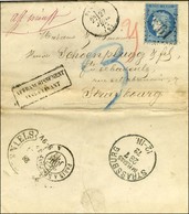 GC 2861 / N° 60 Càd T 16 PINEY (9) Sur Lettre Insuffisamment Affranchie Pour Strasbourg, Taxe 3 Au Crayon Bleu. 1872. -  - 1871-1875 Ceres