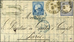 Càd OBER-EHNHEIM / TP All. 2 Groschen + N° 60 Obl Càd Bleu PARIS / ETRANGER Sur Lettre En Affranchissement Mixte Pour Pa - 1871-1875 Ceres