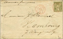 Càd Rouge JACMEL / PAQ.FR.F 19 MAI 79 / N° 72 (leg Def) Sur Lettre Pour Hambourg. Très Rare Lettre émanant De La Ligne A - 1876-1878 Sage (Typ I)
