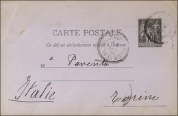 Cachet D'essai PARIS / PL. DE LA BOURSE (type V) / Entier 10c Pour L'Italie. 1881. - TB. - R. - 1876-1878 Sage (Type I)