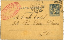 Cachet D'essai PARIS / PL. DE LA BOURSE 6 NOV. 86 (type VI Dateur Mixte) / Entier 15c. - TB / SUP. - 1876-1878 Sage (Type I)