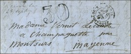 Càd Taxe 30c. PARIS / R. DU PONT-NEUF 24 SEPT. 70 Sur Lettre Pour Montsurs, Au Recto Taxe 30 DT, Au Verso Càd De Passage - War 1870