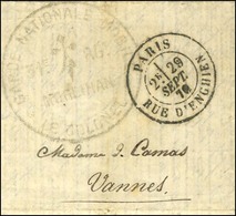 Càd PARIS / RUE D'ENGHIEN 29 SEPT. 70 Sur Lettre En Franchise Militaire Pour Vannes, Au Recto Beau Cachet Fleur De Lys G - War 1870