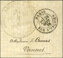 Càd PARIS / RUE D'ENGHIEN 29 SEPT. 70 Sur Lettre En Franchise Militaire Pour Vannes, Au Recto Beau Cachet Fleur De Lys G - Krieg 1870