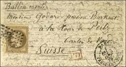 GC 3793 / N° 30 Càd PARIS / PASSY-LES-PARIS 3 OCT. 70 Sur Lettre Pour La Tour De Peilz (canton De Vaud), Au Verso Càd D' - War 1870