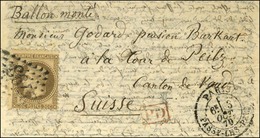 GC 3793 / N° 30 Càd PARIS / PASSY-LES-PARIS 3 OCT. 70 Sur Lettre Pour La Tour De Peilz (canton De Vaud), Au Verso Càd D' - Guerra De 1870