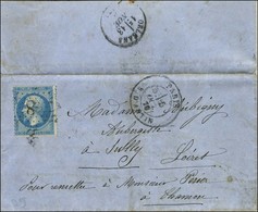 Etoile 8 / N° 22 (Empire Dentelé) Càd PARIS / R. D'ANTIN 5 OCT. 70 Sur Lettre Pour Sully (Loiret, Zone Occupée), Au Vers - Krieg 1870