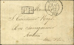Càd PARIS (60) 13 OCT. 70 + P.P. Sur Lettre Avec Texte D'un Militaire Pour Autun, Au Verso Rare Griffe ARMÉE Du RHIN / C - War 1870