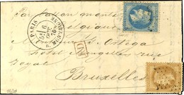 Etoile 9 / N° 28 + 29 Càd PARIS / R. MONTAIGNE 6 OCT. 70 Sur Lettre Pour Bruxelles, Au Verso Càd D'arrivée 19 OCT. 70. L - Guerre De 1870