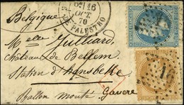 Etoile 16 / N° 28 + 29 Càd PARIS / R. DE PALESTRO 16 OCT. 70 Sur Lettre Pour Hansbeke, Au Verso Càd D'arrivée 21 OCT. 70 - Guerre De 1870