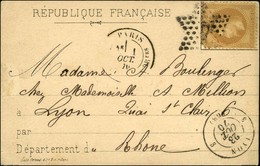 Etoile 7 / N° 28 Càd PARIS / R. DES Vlles HAUDRtes 1 OCT. 70 Sur Carte RÉPUBLIQUE FRANCAISE (verso CORRESPONDANCE AÉRIEN - Krieg 1870