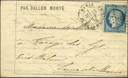 Etoile 3 / N° 37 Càd PARIS / PL. DE LA MADELEINE 18 OCT. 70 Sur Lettre PAR BALLON MONTÉ Adressée à Farcy Les Lys (près M - Guerra De 1870