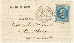 Etoile 20 / N° 29 Càd R. ST. DOMque St Gn 58 24 OCT. 70 Sur Lettre PAR BALLON MONTE Pour La Flèche, Càd D'arrivée 5 NOV. - War 1870