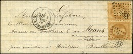 GC 2488 / N° 28 Paire Càd PARIS / MONTMARTRE 3 NOV. 70 Sur Lettre Pour Le Mans, Au Verso Càd D'arrivée 6 NOV. 70. LE FER - Krieg 1870