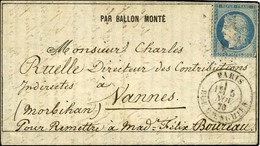Etoile 4 / N° 37 Càd PARIS / RUE D'ENGHIEN 5 NOV. 70 Sur Journal Poste N° 1 Pour Vannes, Au Verso Càd D'arrivée 10 NOV.  - War 1870