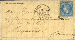 Etoile 5 / N° 29 Càd PARIS / R. DE BONDY 9 NOV. 70 Sur Gazette Des Absents N° 6 Pour Angoulême, Au Verso Càd D'arrivée 2 - War 1870