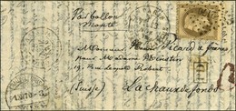 PC Du GC 2170 / N° 30 Càd PARIS / LA MAISON BLANCHE 13 NOV. 70 Sur Lettre Pour La Chaux De Fonds, Au Verso Càd De Passag - Guerre De 1870