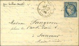 Etoile 25 / N° 37 Càd PARIS / R. SERPENTE 19 NOV. 70 Sur Lettre Pour Saumur, Au Verso Càd D'arrivée 25 NOV. 70. L'ARCHIM - Guerre De 1870
