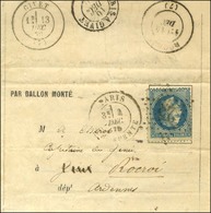 Etoile 25 / N° 29 Càd PARIS / R. SERPENTE 4 DEC. 70 Sur Lettre PAR BALLON MONTE Pour Givet Réexpédiée à Roccroi (Ardenne - Guerre De 1870