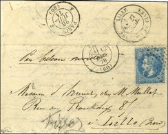 Etoile / N° 29 Càd PARIS (60) 12 DEC. 70 Sur Lettre Pour Lille, Au Verso Très Rare Cachet De Passage 3 PARIS 3 / (60) 26 - Guerre De 1870