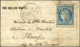 Etoile / N° 37 Càd PARIS (60) 17 DEC. 70 Sur Lettre PAR BALLON MONTÉ Pour Pléneuf (Côte Du Nord), Au Verso Càd D'arrivée - Guerre De 1870