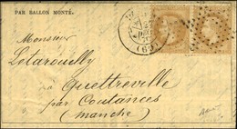 Etoile évidée / N° 28 Paire Càd PARIS (60) 27 DEC. 70 Sur Gazette Des Absents N° 18 Pour Coutances, Au Verso Càd D'arriv - Guerre De 1870