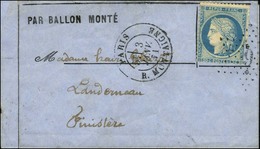Etoile 9 / N° 37 Càd PARIS / R. MONTAIGNE 3 JANV. 71 5e Levée Sur Lettre PAR BALLON MONTE Pour Landerneau. Au Verso, Càd - Guerre De 1870