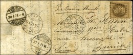 GC 892 / N° 30 Càd PARIS / LA CHAPELLE-St-DENIS 17 JANV. 71 Sur Lettre Pour Aussersihl, Au Verso Càd De Passage GENEVE E - Guerre De 1870