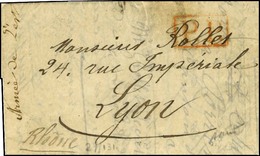 Lettre Avec Texte Daté De Belfort Le 4 Décembre 1870 Adressée à Lyon, Au Recto Griffe Rouge P.P., Au Verso Càd D'arrivée - Guerre De 1870