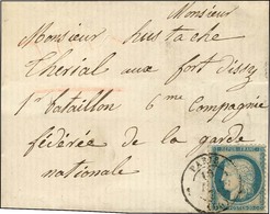 Càd De Rayon 1 PARIS (60) 10 MAI 71 / N° 37 Sur Lettre Pour Un Militaire Au Fort D'Issy. Très Rare Combinaison Pour Une  - War 1870