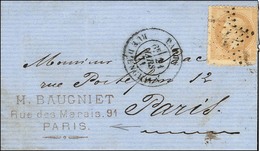 Etoile 4 / N° 28 Càd RUE D’ENGHIEN 21 MARS 71 Et Cachet Privé M. BAUGNIET / Rue Des Marais 91 / PARIS Sur Lettre Non Aff - Guerre De 1870