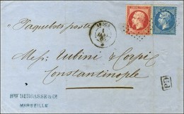 Ancre / N° 22 + 24 Càd INDUS / * 1 JANV. 65 Sur Lettre 2 Ports De Marseille Pour Constantinople. - TB. - Schiffspost