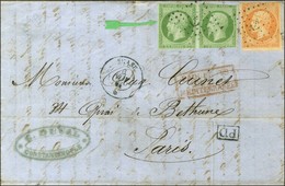 Ancre / N° 12 (paire, Def) + N° 16 Càd PHASE / * 6 NOV. 61 Sur Lettre De Constantinople Pour Paris Contenant Des échanti - Posta Marittima