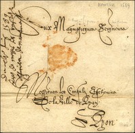 Lettre Avec Texte Daté De Nantua 1589 Pour Lyon Avec Entaille De Fermeture. - TB / SUP. - R. - ....-1700: Précurseurs