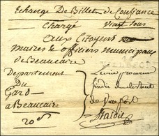 46 / VILLEFORT Sur Lettre Chargée, Au Recto '' échange De Billet De Confiance ''. 1793. - TB / SUP. - Autres & Non Classés
